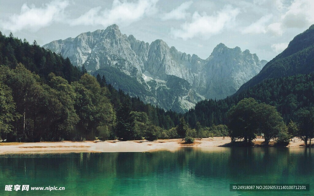 湖光山色秀丽山水自然风景风光