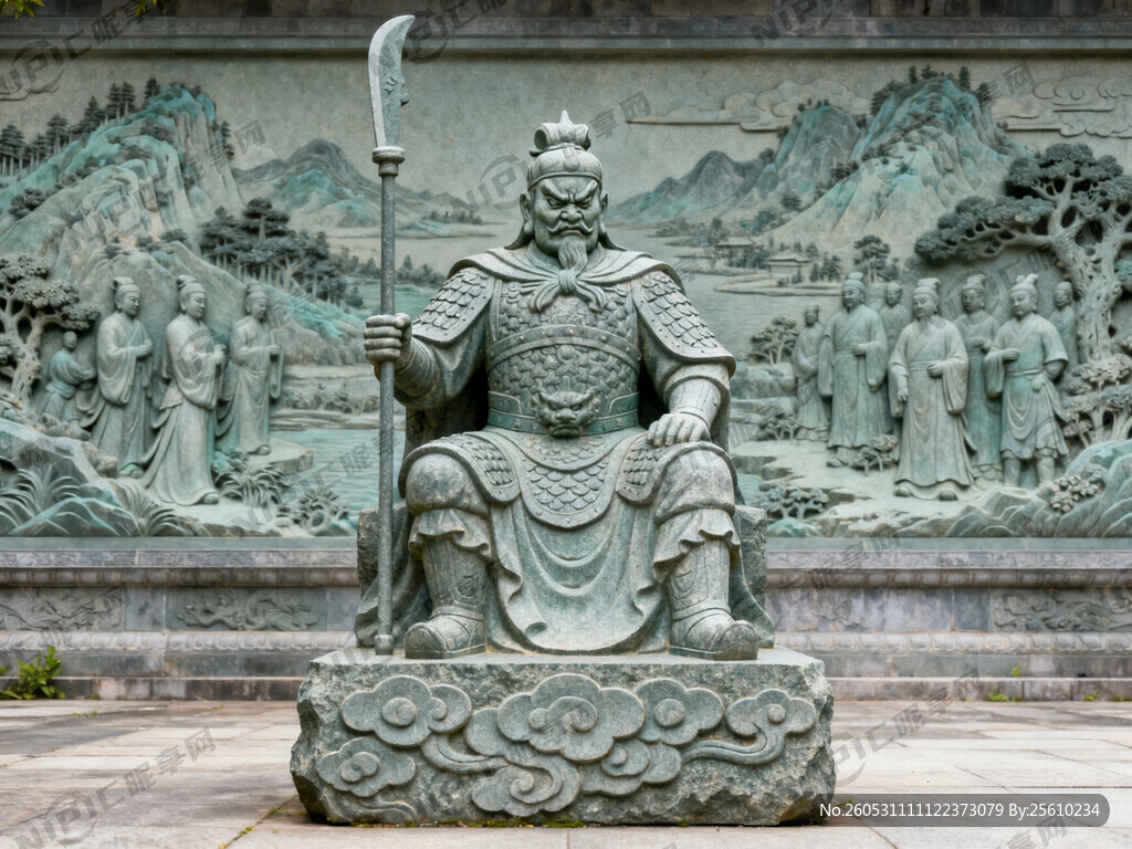 古代 唐代元帅的雕塑 坐姿的 