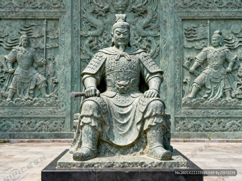 古代 唐代元帅雕塑 坐姿的 