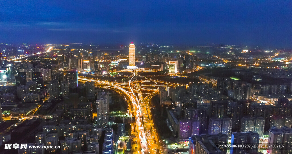城市璀璨夜景俯瞰图
