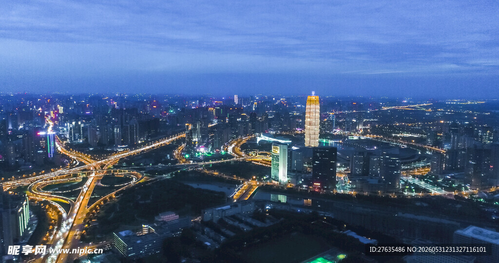 城市夜景俯瞰璀璨灯火辉煌