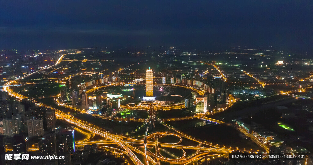 城市璀璨夜景俯瞰图