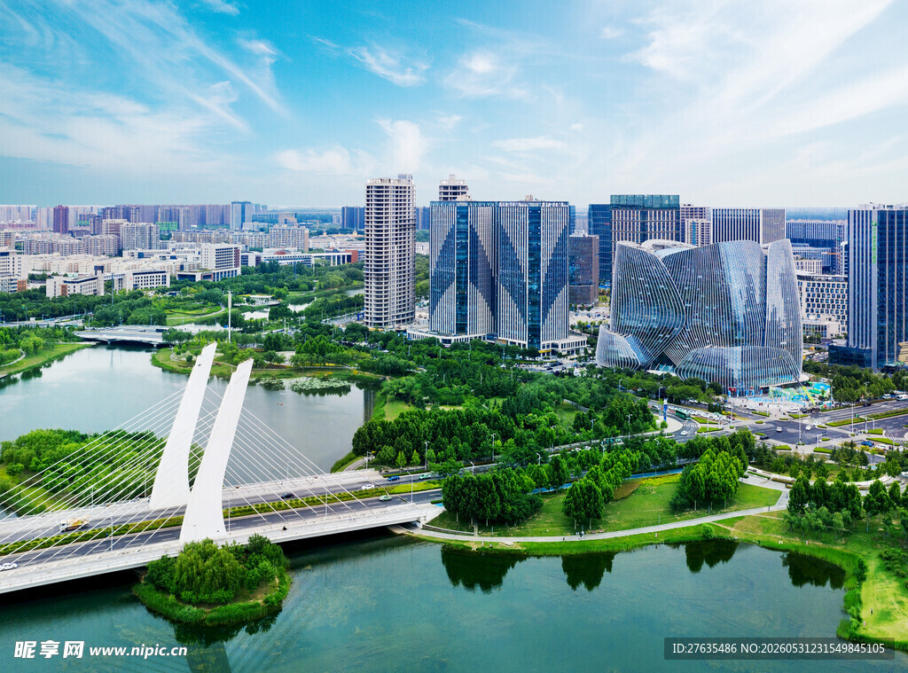 城市河畔现代景观风光
