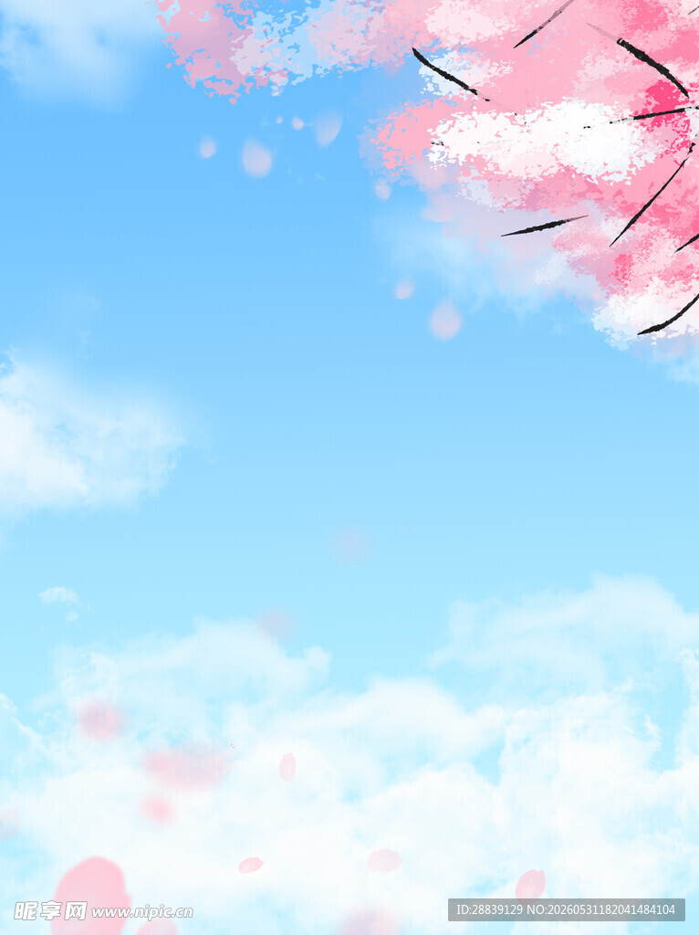 蓝天粉樱美景
