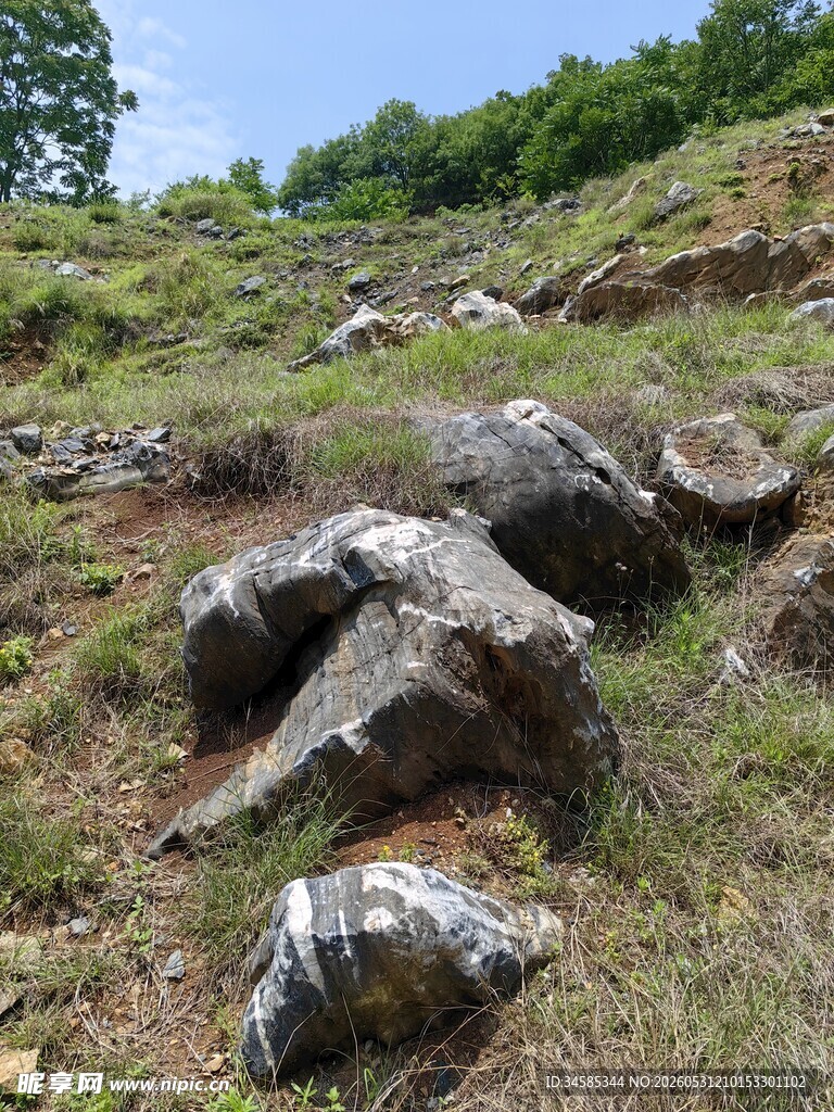 山坡上的嶙峋怪石