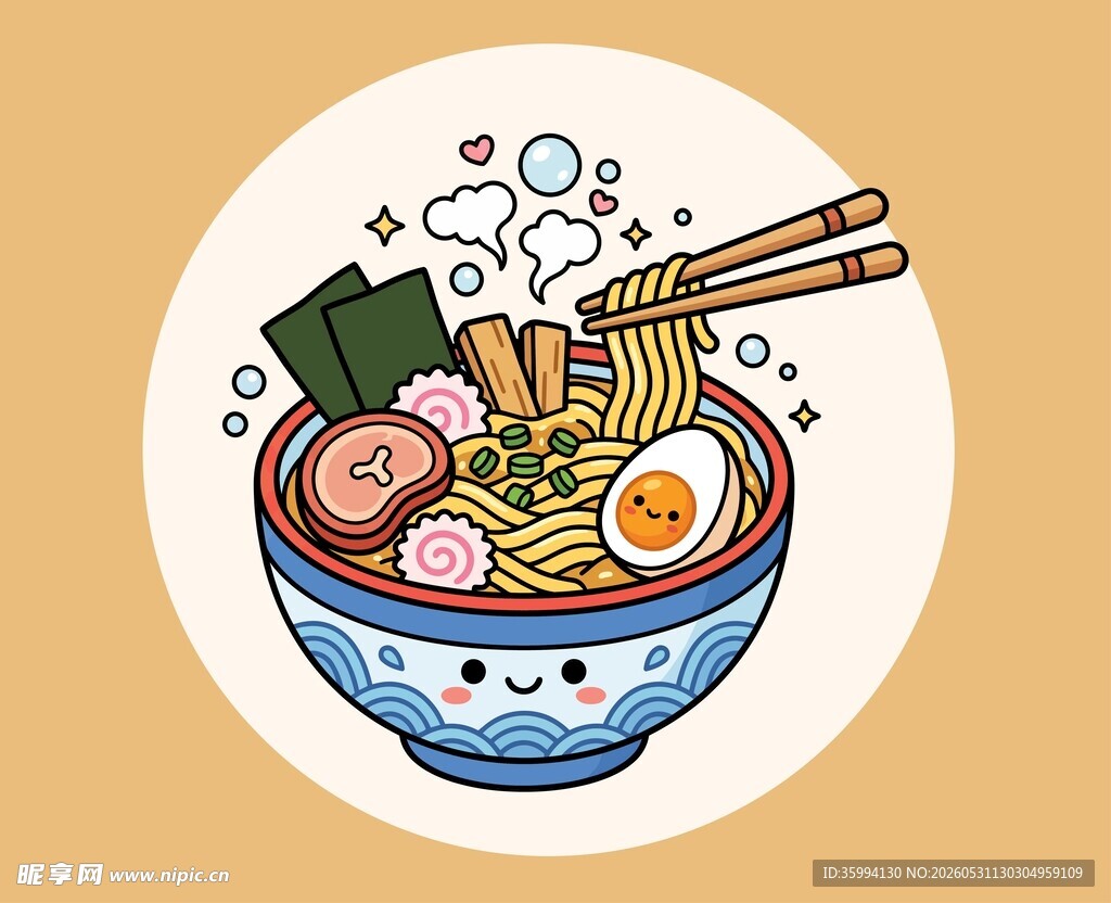 日式拉面插画