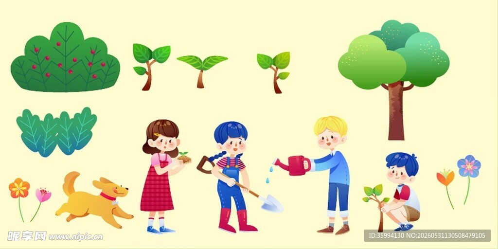 植树主题插画
