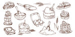 手绘线条烘焙食材插画
