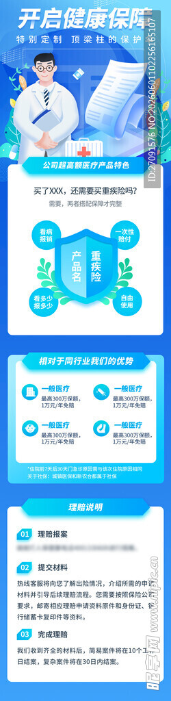 蓝色清新风信息图表模板