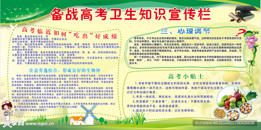 备战高考卫生知识宣传栏