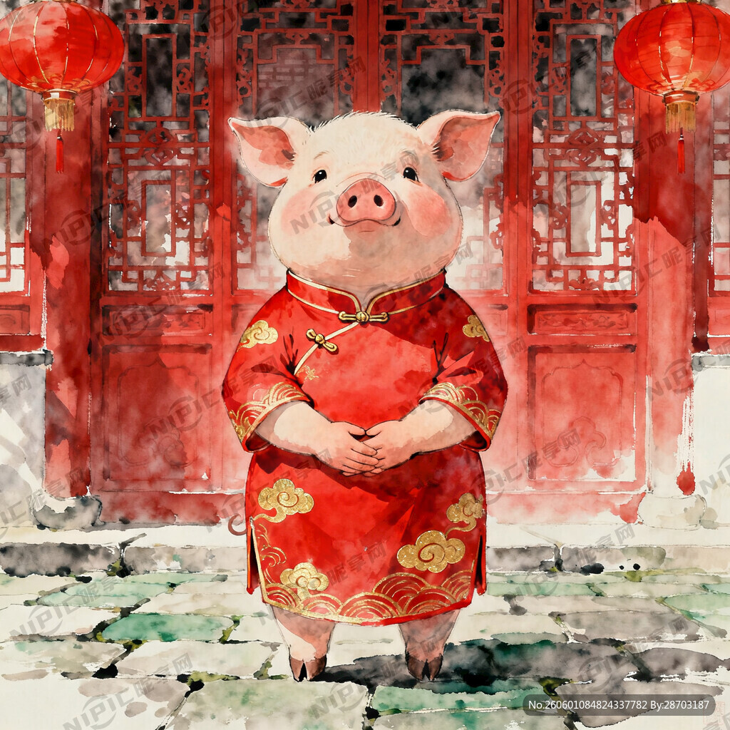 穿旗袍的小猪