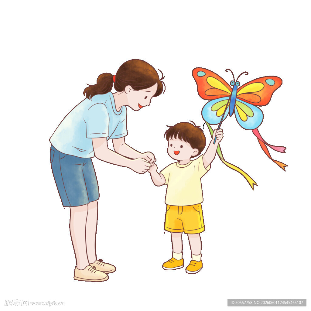 卡通手绘夏季亲子互动