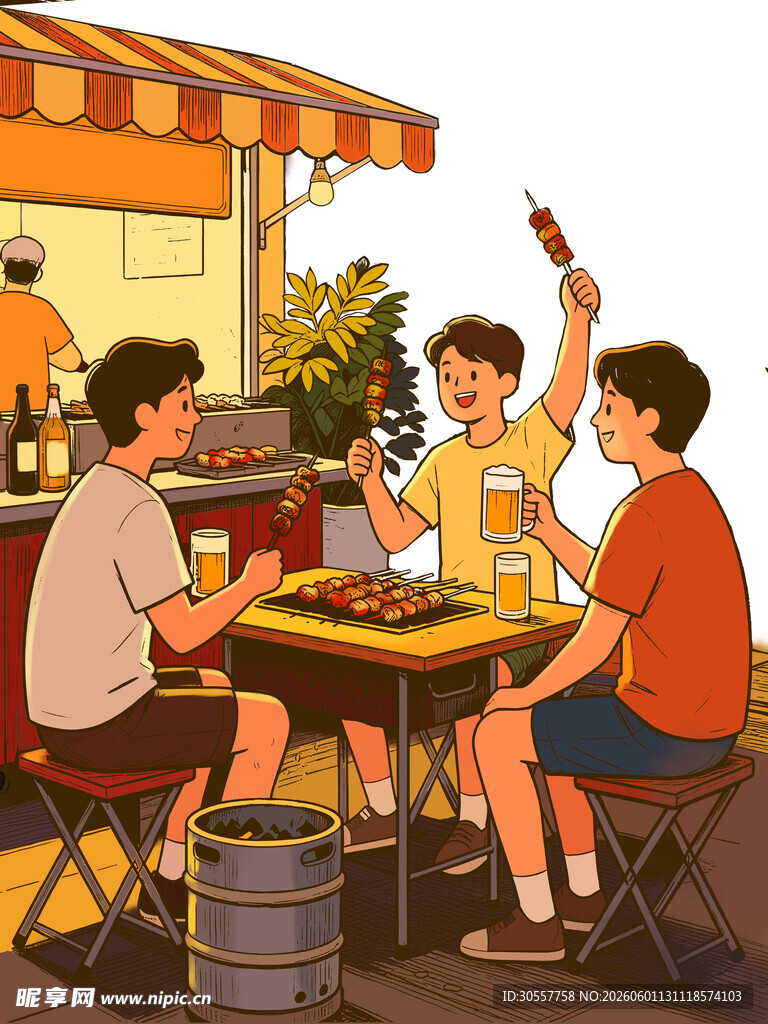 夏日户外烧烤欢乐聚会