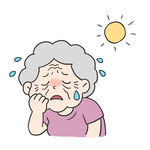 老人夏日炎热痛苦模样
