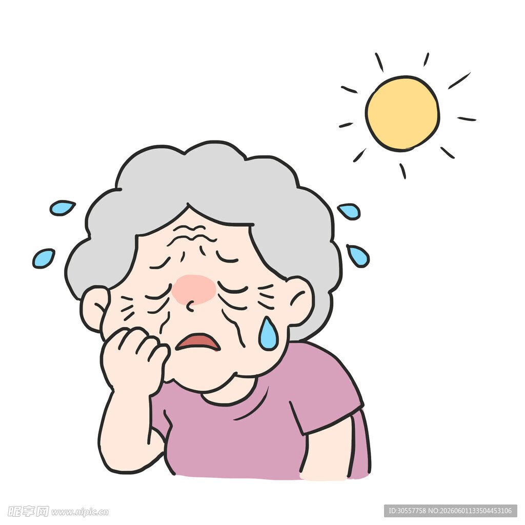 老人夏日炎热痛苦模样