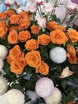 橙色玫瑰与白花组合