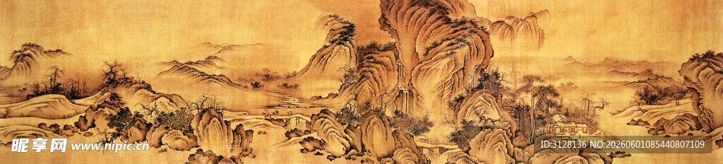 秋山萧寺图