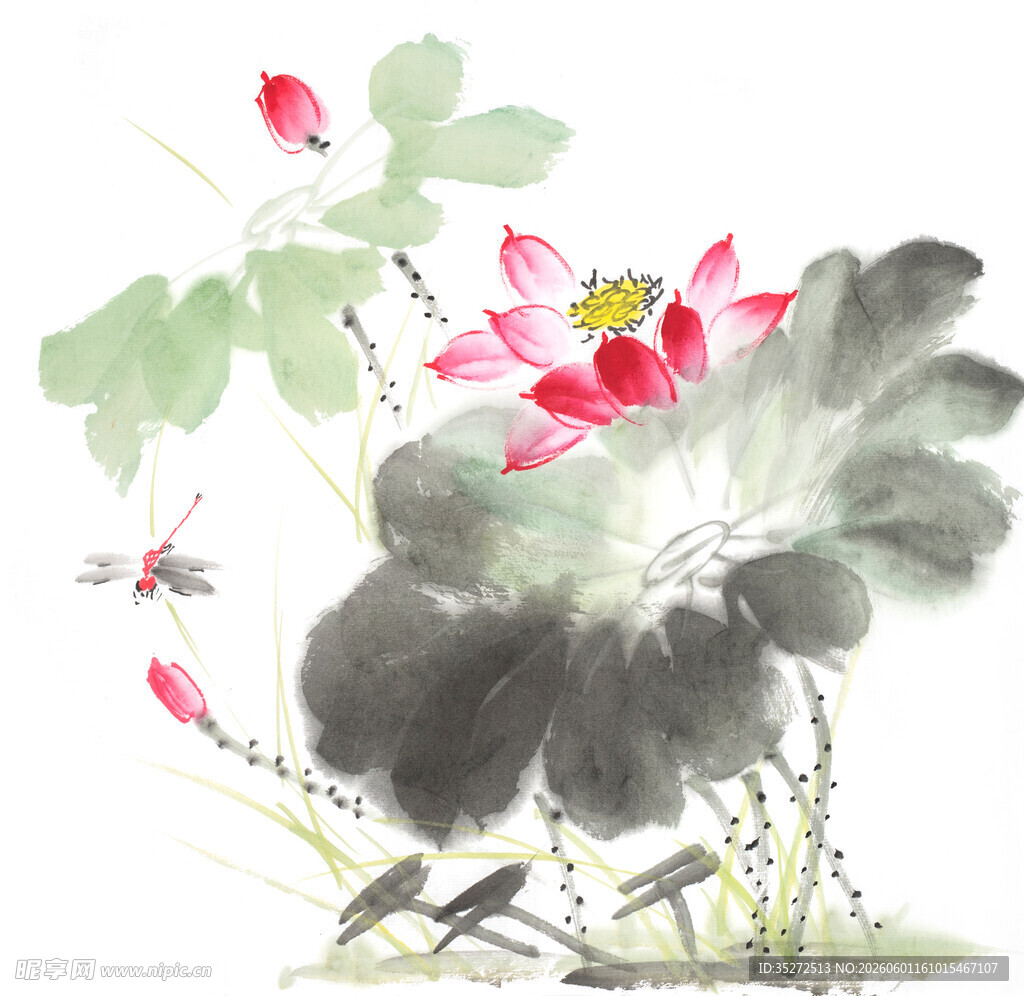水墨荷花图