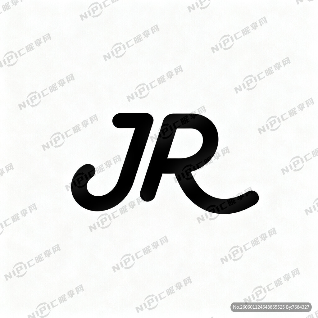 JR的圆润带尾包字艺术标志