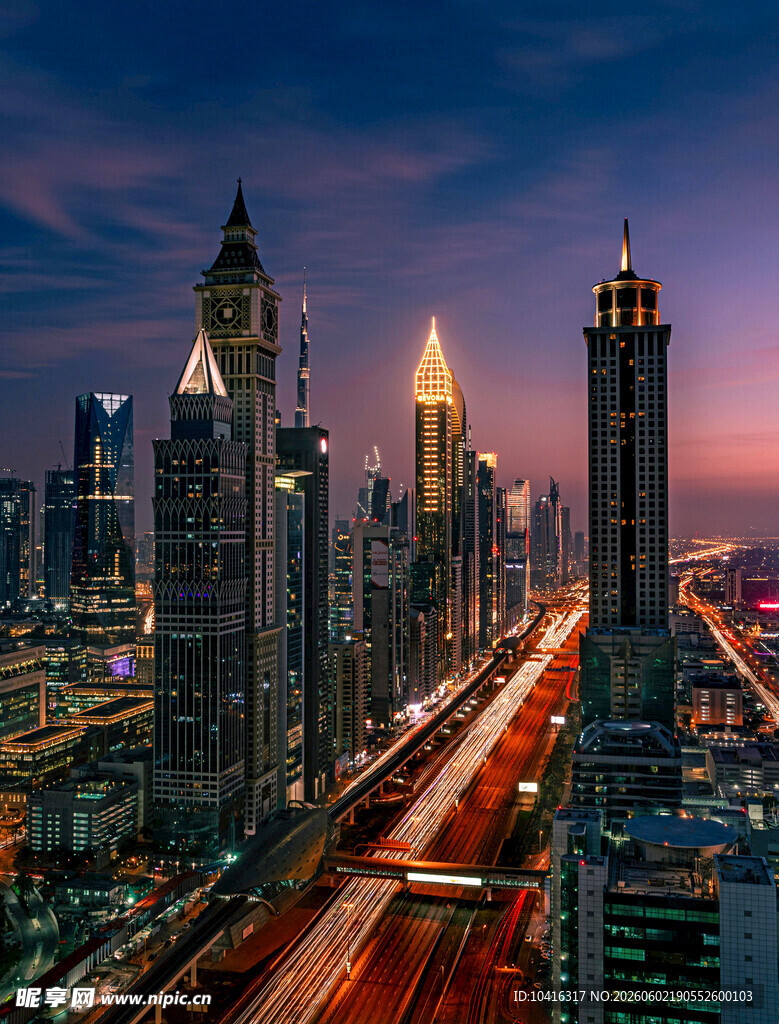 迪拜城市夜景
