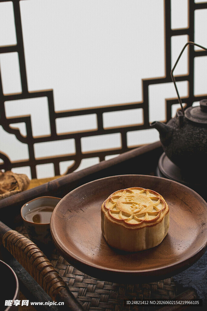 中式茶点月饼精致摆拍