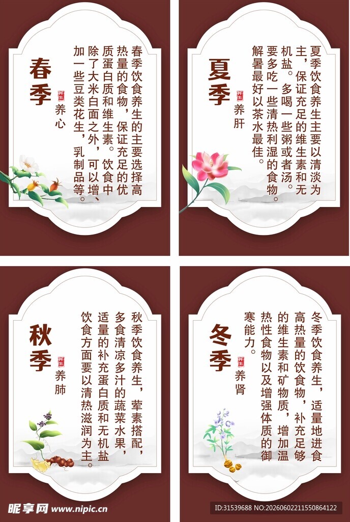 古典春夏秋冬四季养生中医海报