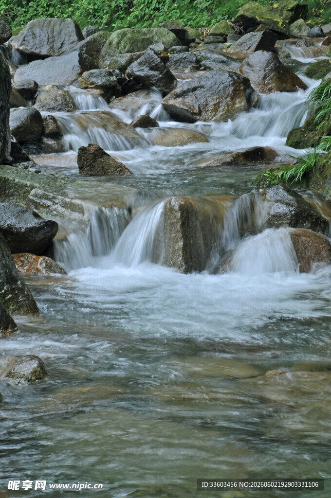 山间溪流潺潺流淌