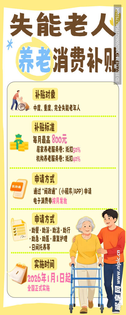 失能老人政策福利补贴介绍