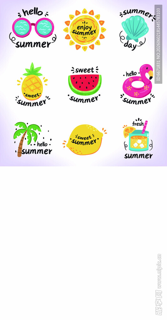夏日可爱卡通图案集合