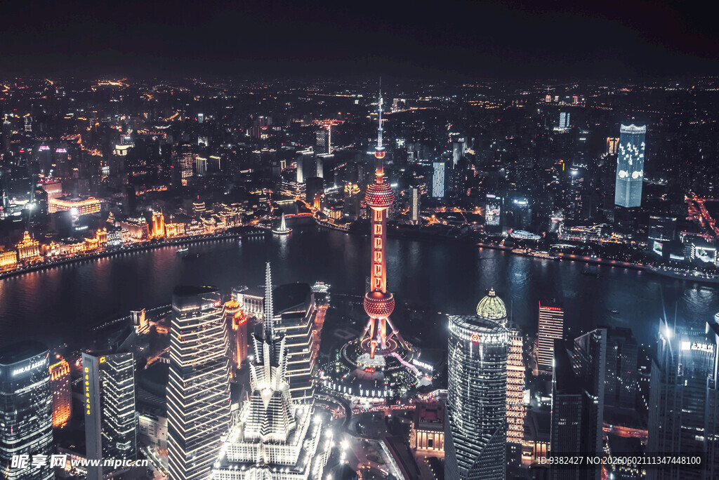 上海夜景璀璨城市风光