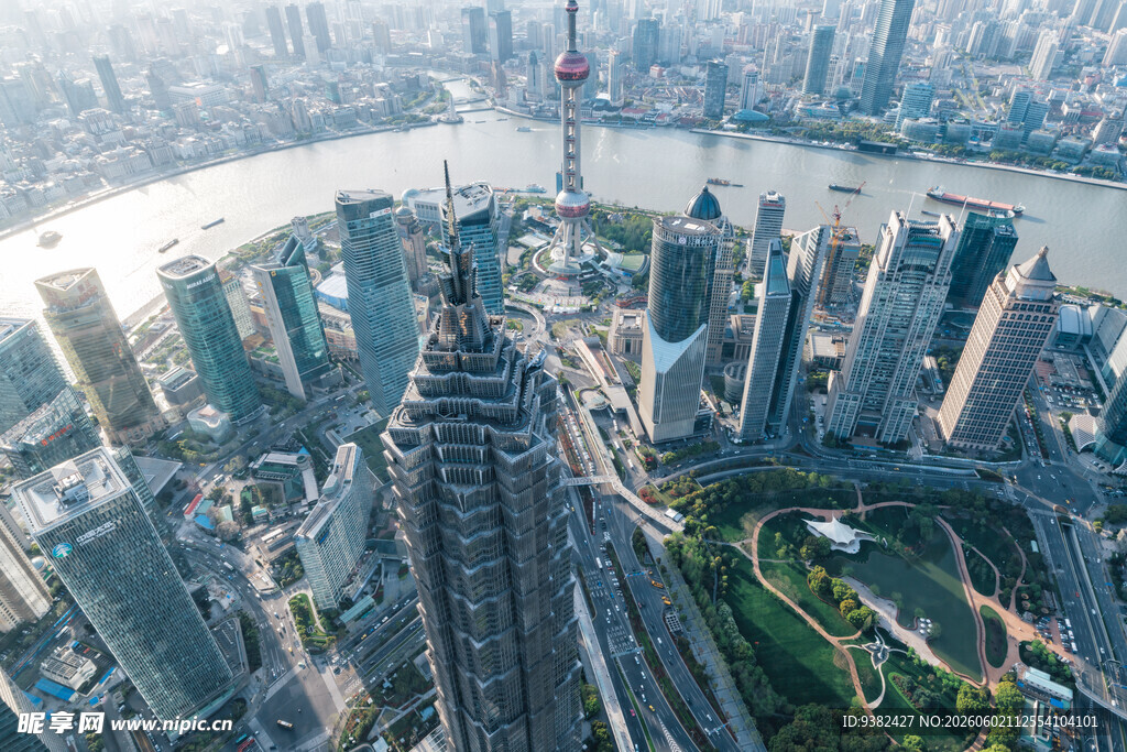 上海城市天际线俯瞰景观