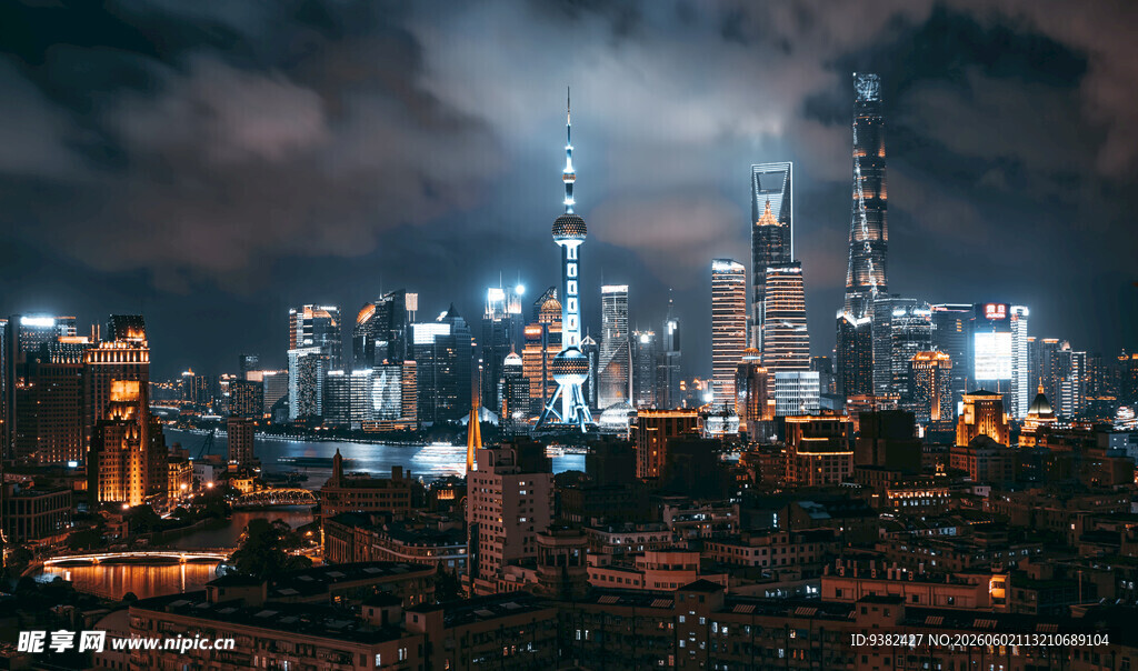 上海璀璨夜景俯瞰图