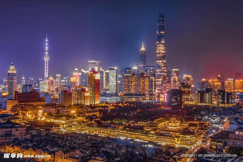 上海璀璨夜景俯瞰图