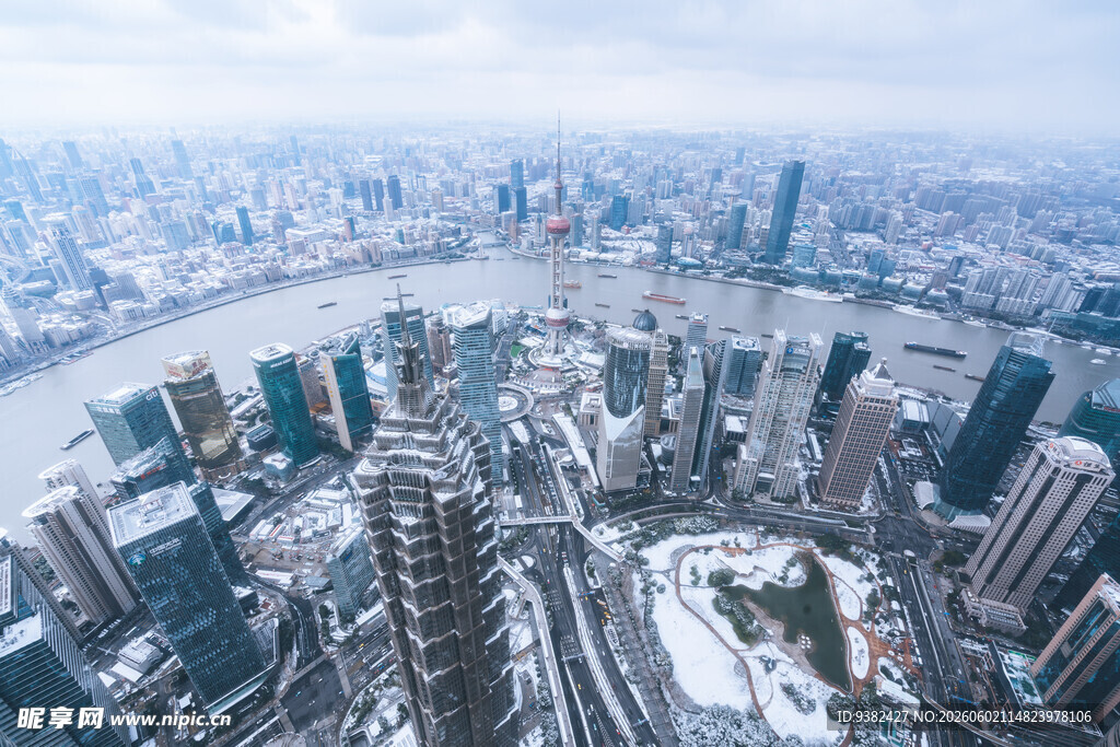 上海城市天际线俯瞰景观