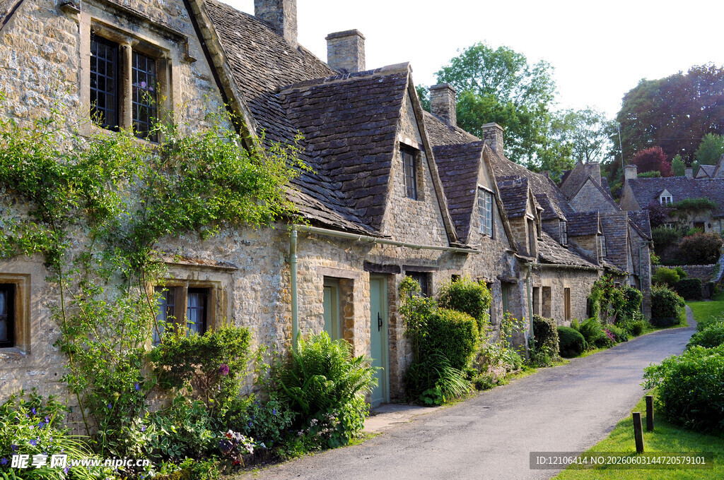 英国乡村石砌小屋风景