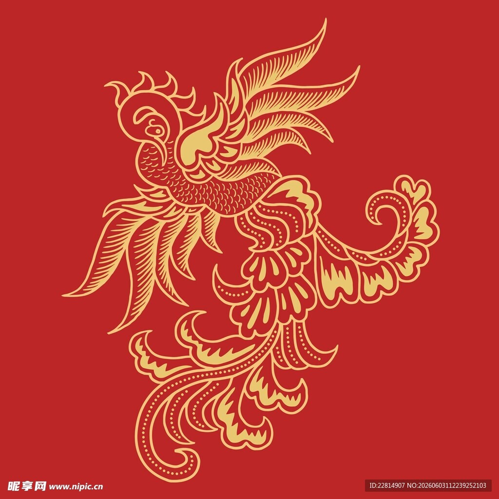 红底凤凰纹样