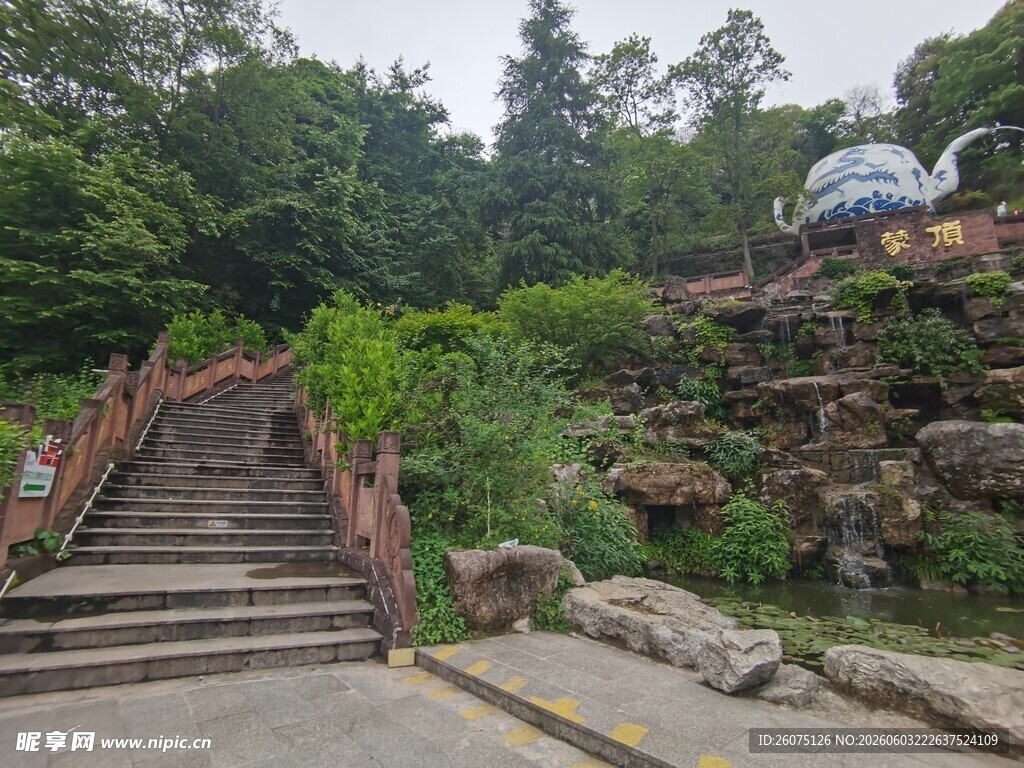 山林间的古朴石阶景观