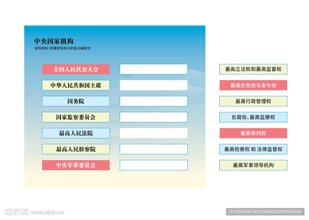 法治游戏国家机构职能配对