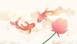 锦鲤荷花插画
