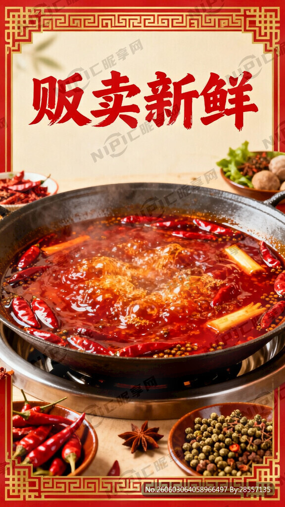 火锅四川风格  文字贩卖新鲜