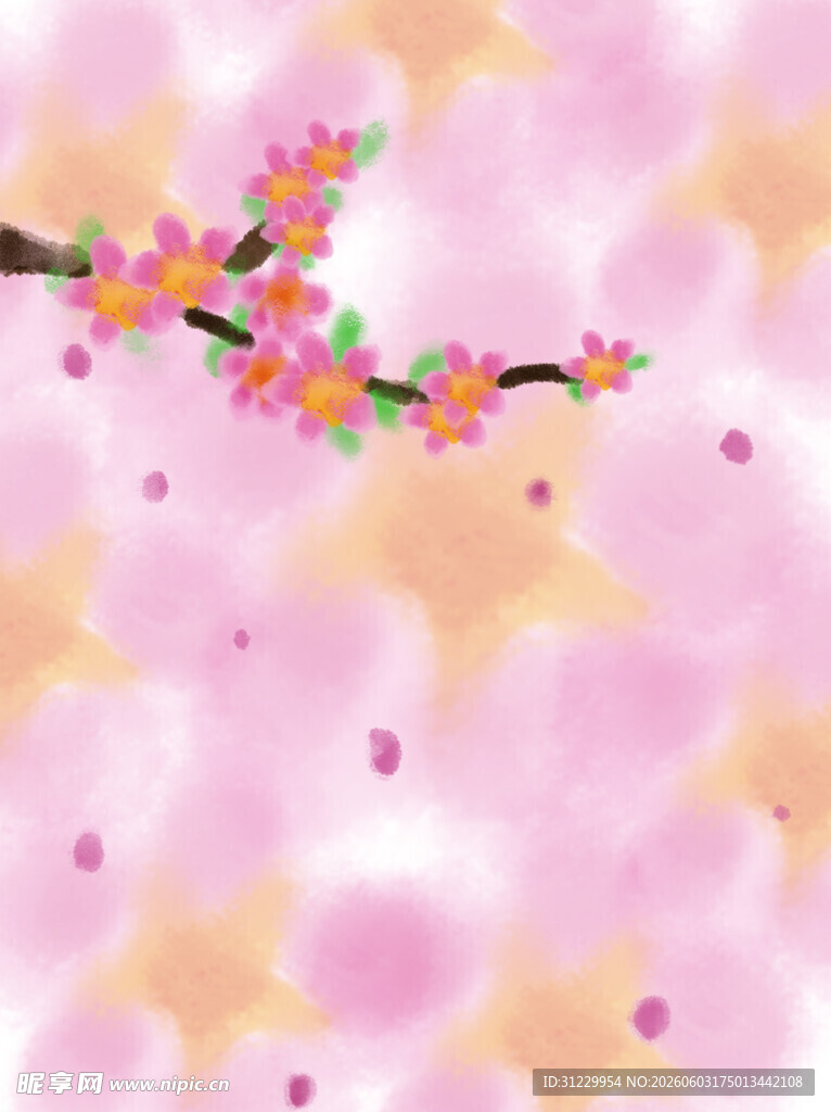 粉色梦幻樱花枝背景图