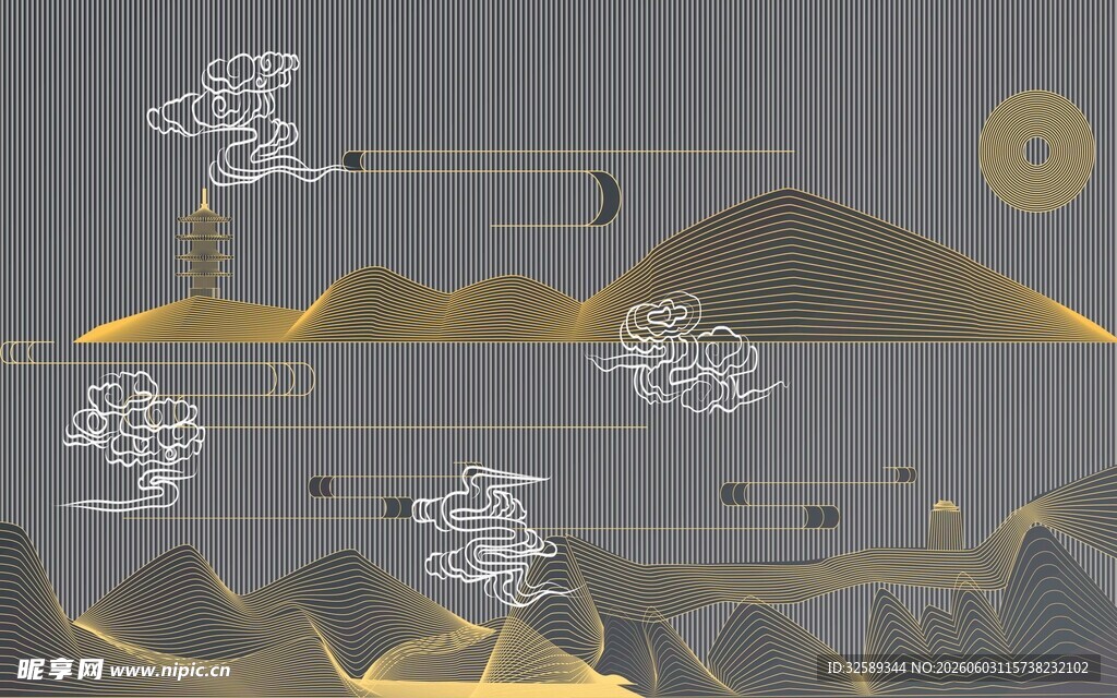 水墨风格山水抽象艺术图