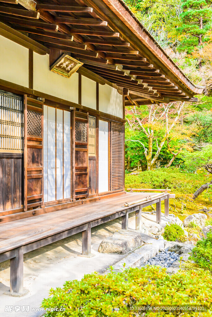 日式庭院木质建筑景观
