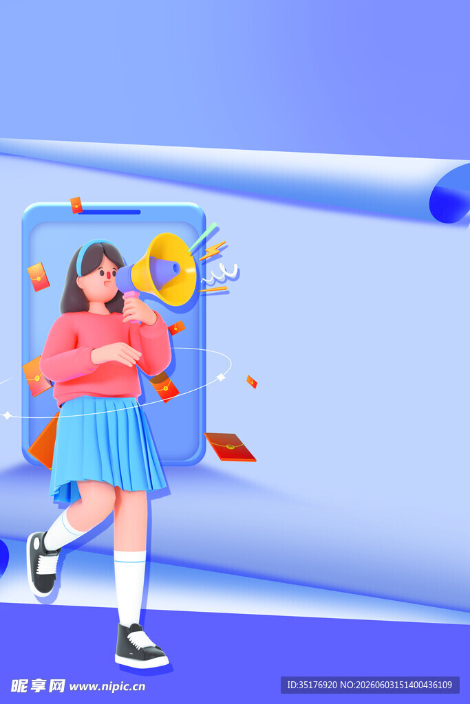 女孩从画卷中欢快跃出