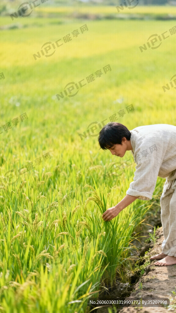 春 稻田 人