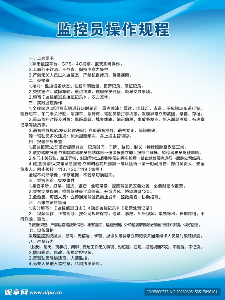 监控员操作规程