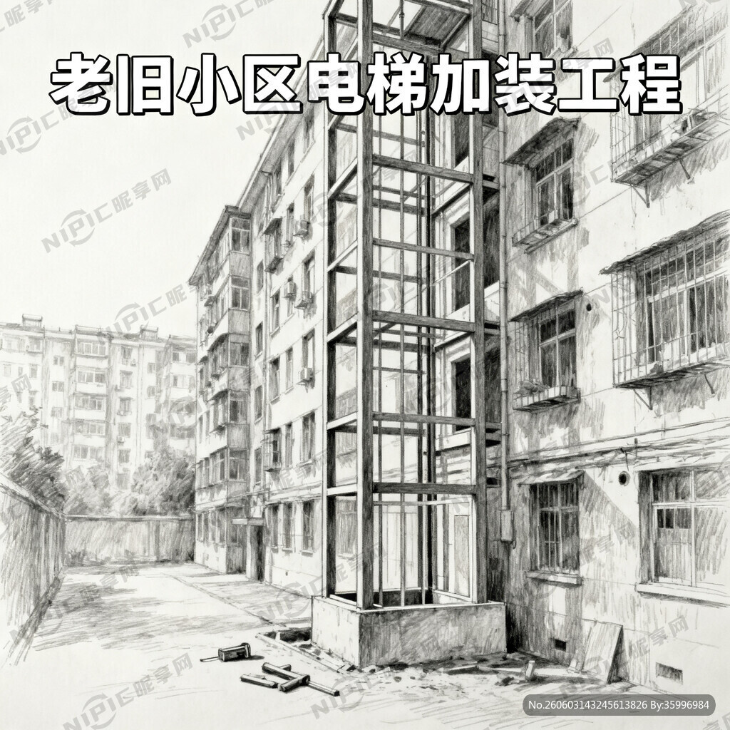 生成一张主题为老旧小区电梯加装
