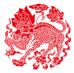 传统剪纸麒麟图案