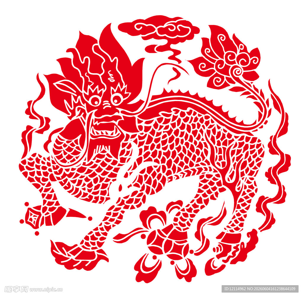 传统剪纸麒麟图案