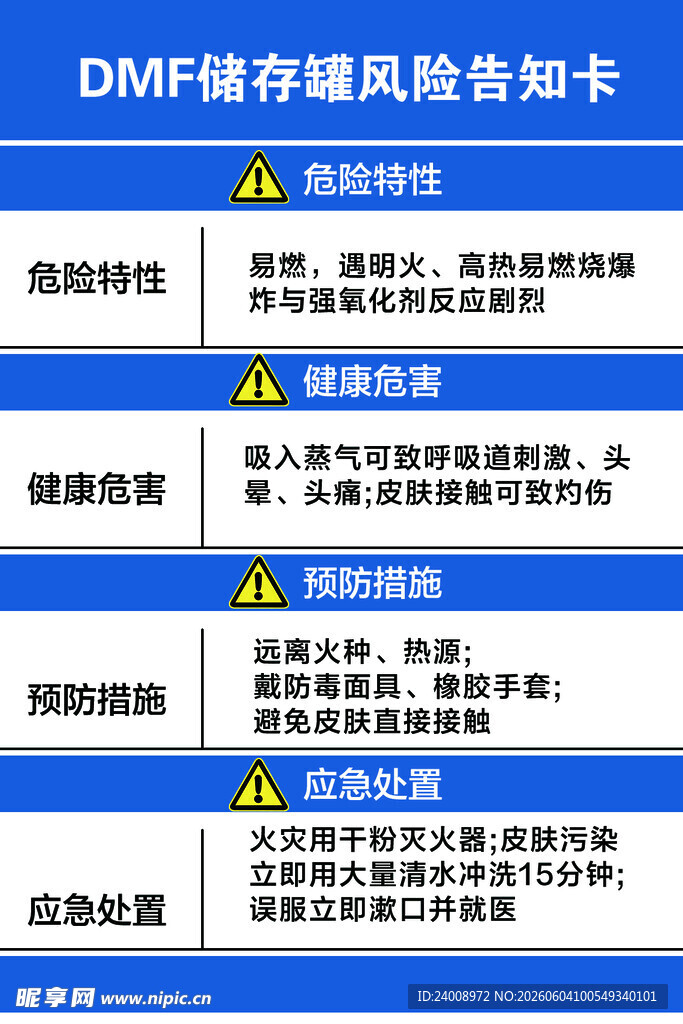 DMF储存罐风险告知卡